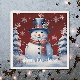 Serviette En Papier Noël de la forêt d'hiver   Red