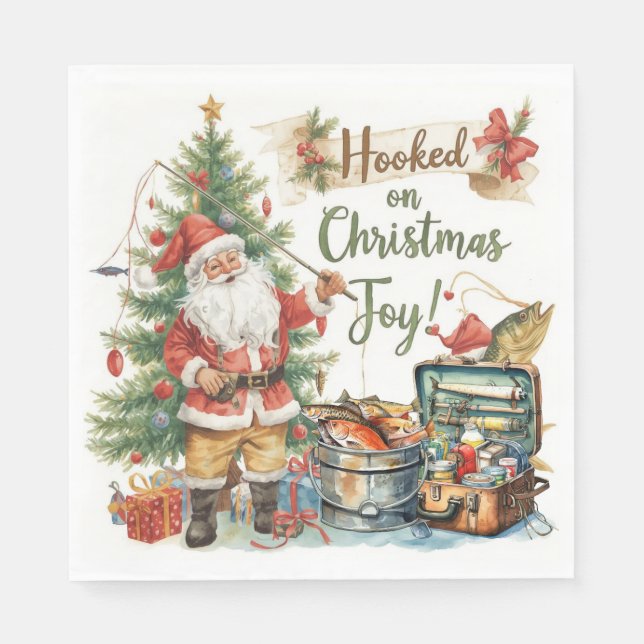 Serviette En Papier Noël de pêche pour les amateurs de pêche (Devant)