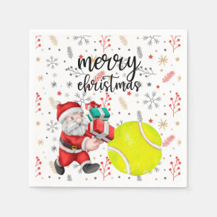 Serviette En Papier Noël de tennis avec balle de tennis Santa Claus