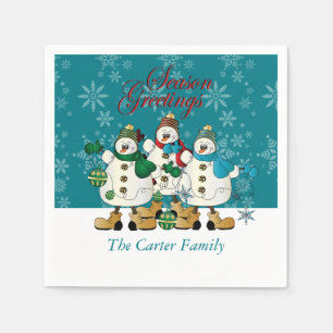 Serviette En Papier Noël des amis   de bonhommes de neige de