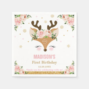 Serviette En Papier Noël des flocons de neige de la flore des rennes