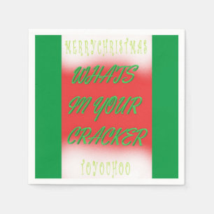 Serviette En Papier Noël design rouge blanc vert avec texte
