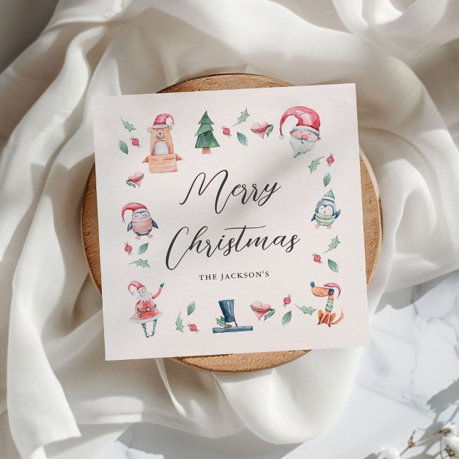 Serviette En Papier Noël d'hiver mignon Personnalisé (Créateur téléchargé)