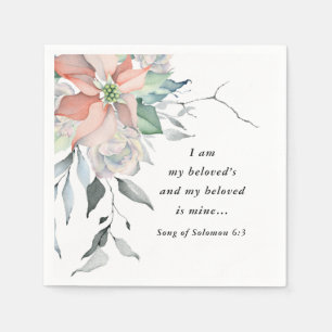 Serviette En Papier Noël d'hiver Poinsettia Mariage Bible Verse