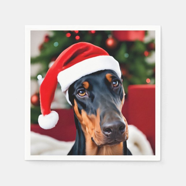 Serviette En Papier Noël Doberman (Devant)