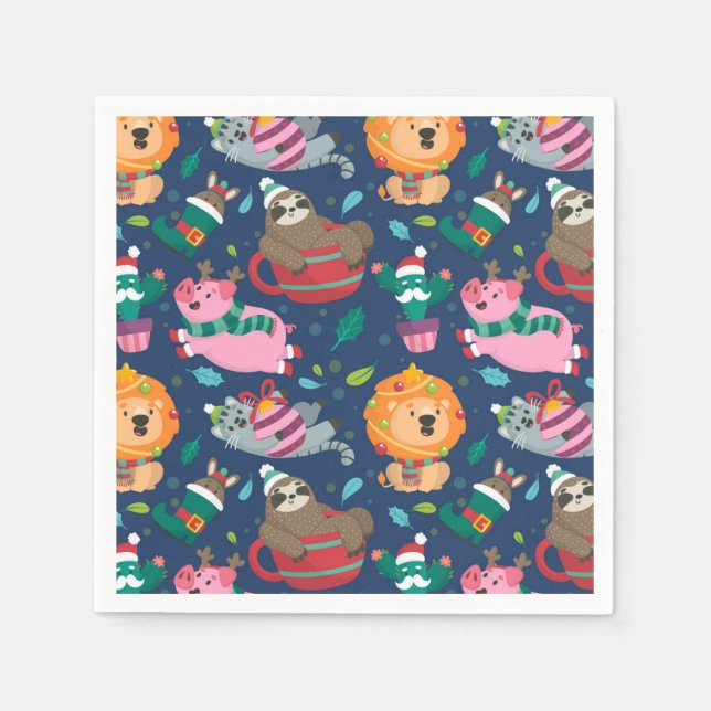 Serviette En Papier Noël drôle (Devant)