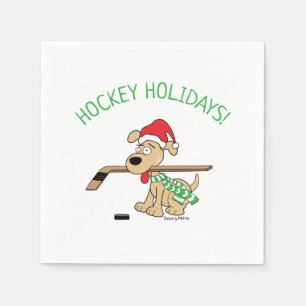 Serviette En Papier Noël du chien de hockey