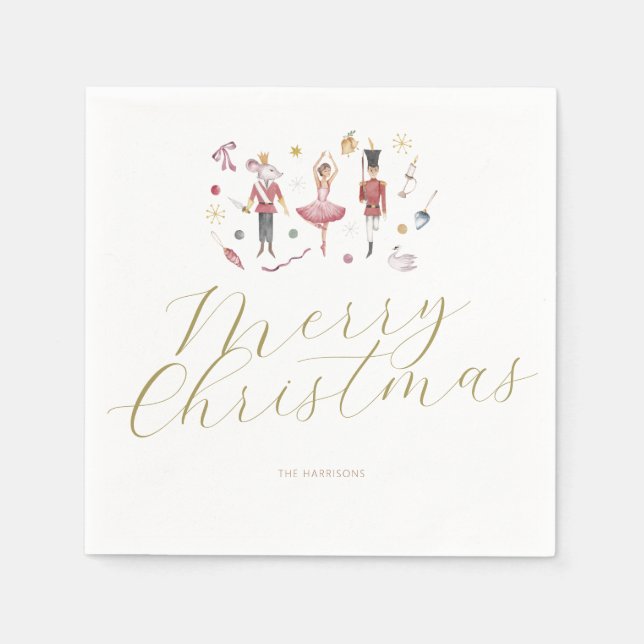 Serviette En Papier Noël Élégant minimal Fête de Noisette (Devant)