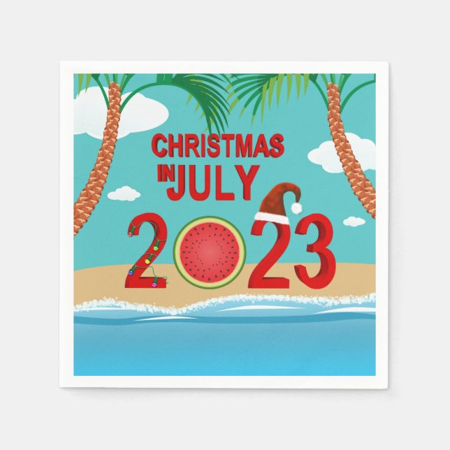 Serviette En Papier Noël en juillet 2023 Watermelon Beach (Devant)