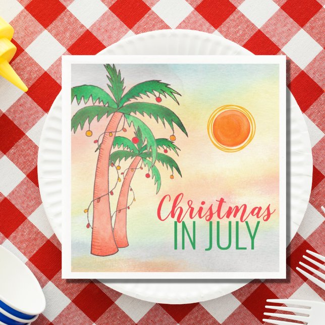 Serviette En Papier Noël en juillet Fête du barbecue Palm Trees Napkin (Créateur téléchargé)
