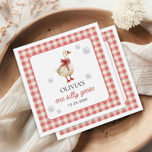 Serviette En Papier Noël En vichy 1er anniversaire de Silly Goose (Créateur téléchargé)