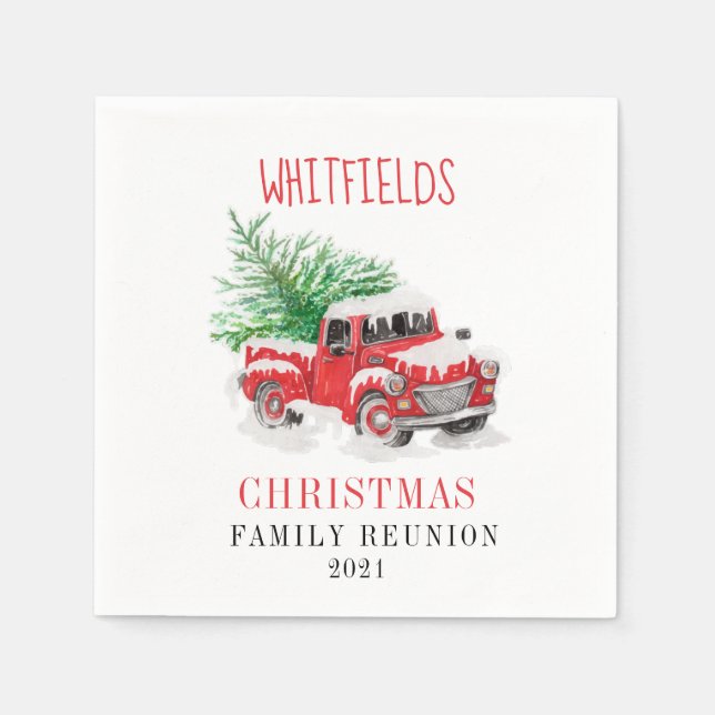 Serviette En Papier Noël Famille Réunion Papier personnalisé (Devant)