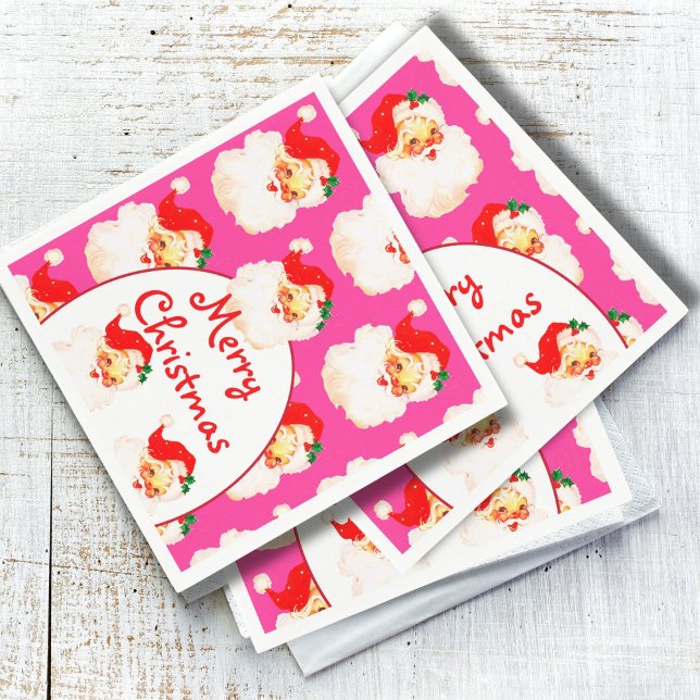 Serviette En Papier Noël Fête du Père Noël PInk (Créateur téléchargé)