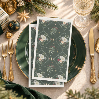 Serviette En Papier Noël Floral Antique Gui