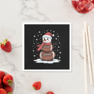 Serviette En Papier Noël Football Américain Bonhomme de Neige Xmas Spo
