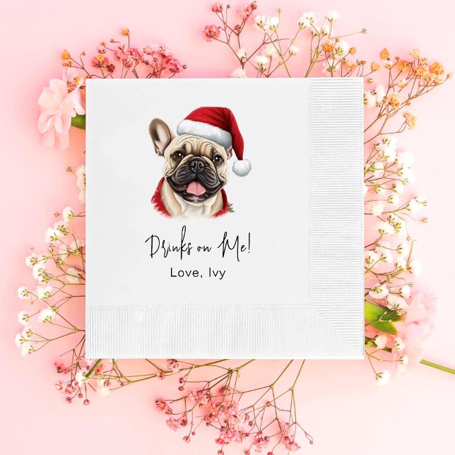 Serviette En Papier Noel Français Bulldog Boissons Personnalisées Sur  (Créateur téléchargé)