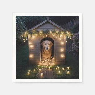 Serviette En Papier Noel Golden Retriever dans Doghouse