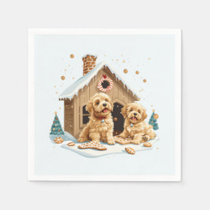 Serviette En Papier Noël Golden Retriever Dogs Gingerbread House