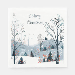 Serviette En Papier Noël hiver neige paysage Joyeux Noël