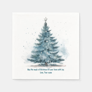Serviette En Papier Noël hiver Wonderland Blue Tree Papier Napkin