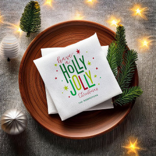 Serviette En Papier Noël "Holly Jolly" lumineux et festif