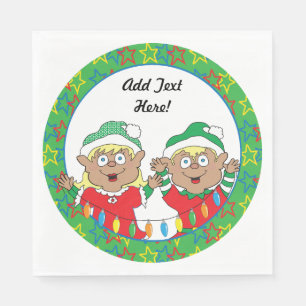 Serviette En Papier Noël Joyeux elfes de couleur