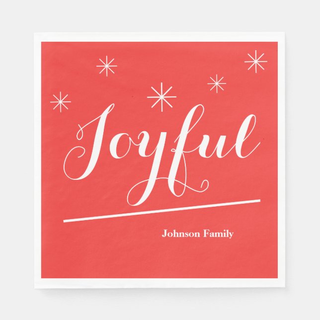 Serviette En Papier Noël Joyeux Personnalisé Nom de famille mignon Rou (Devant)
