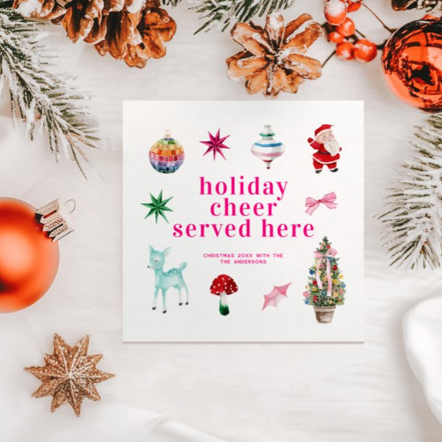 Serviette En Papier Noël kitsch | La Soirée De Vacances Servie Ici (Créateur téléchargé)