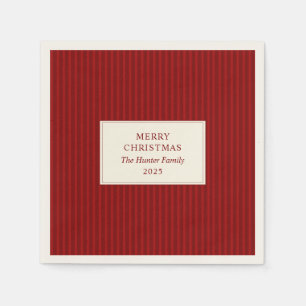 Serviette En Papier Noël Moderne Minimaliste Fêtes Rayures Rouges