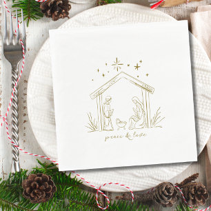 Serviette En Papier Noël moderne Nativité paix amour religieux