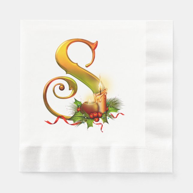 Serviette En Papier Noël Monogramme initial S Papier Napkin (Devant)