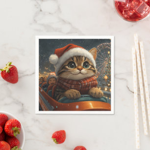 Serviette En Papier Noël Montagnes Russes Chat Bengal