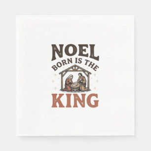Serviette En Papier Noël Né Est le Roi Nativité Vintage Noël