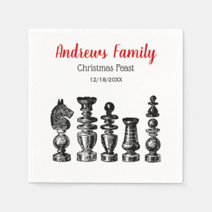 Serviette En Papier Noël Noël - Pièces d'échecs Art Vintage