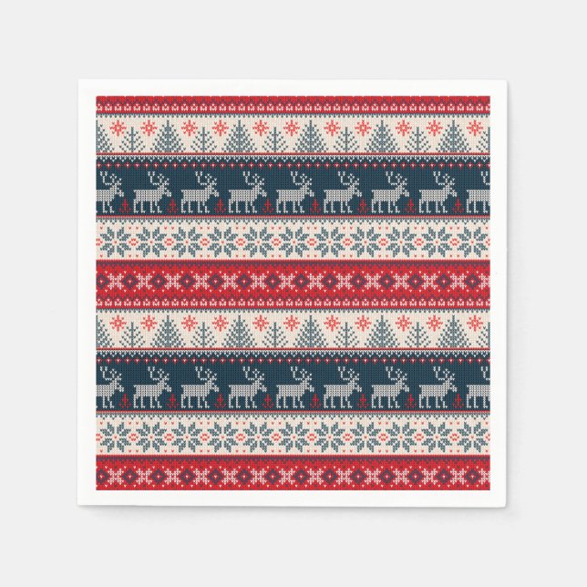 Serviette En Papier Noël nordique à thème moche Motif chevreuil (Devant)