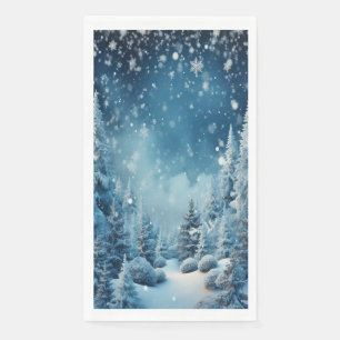 Serviette En Papier Noël Pays Bois Flammes de neige d'hiver