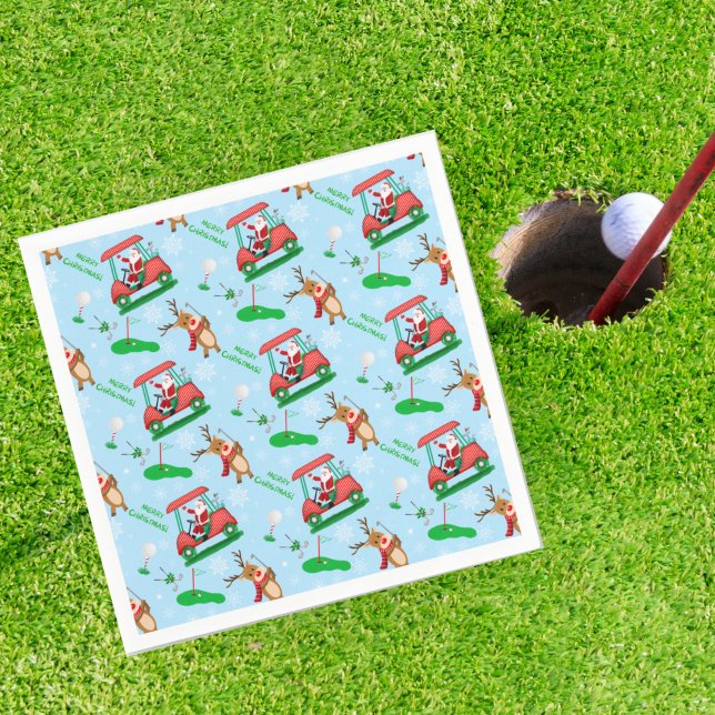 Serviette En Papier Noël Père Noël Golf avec Motif de rennes (Créateur téléchargé)