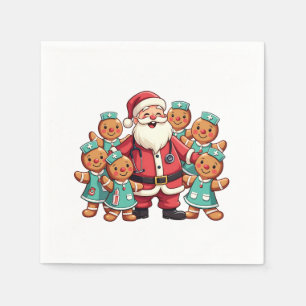Serviette En Papier Noël Père Noël Pain d'épices Infirmières