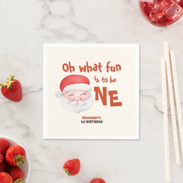 Serviette En Papier Noël Père Noël premier anniversaire (En situation)