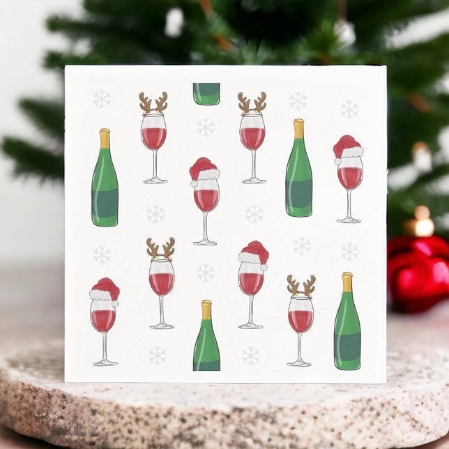 Serviette En Papier Noël Père Noël Reindeer Vin Fête de la neige (Créateur téléchargé)