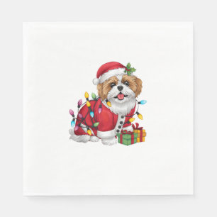 Serviette En Papier Noël Père Noël Shih Tzu Chien Chien Chien Shih