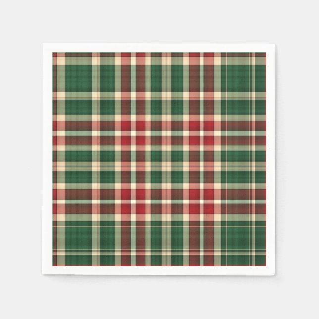 Serviette En Papier Noël Plaid 08-PAPIER PARTY NAPKINS (Devant)