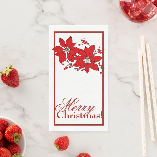 Serviette En Papier Noël Poinsettia Papier Serviettes d'hôtes (En situation)