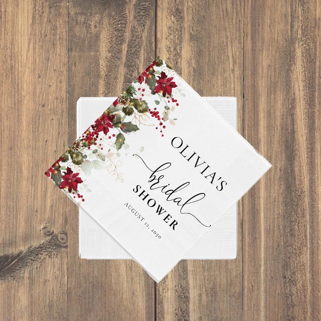 Serviette En Papier Noël Poinsettia Rouge Baby Shower (Créateur téléchargé)