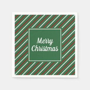 Serviette En Papier Noël Rayures Vertes Élégantes