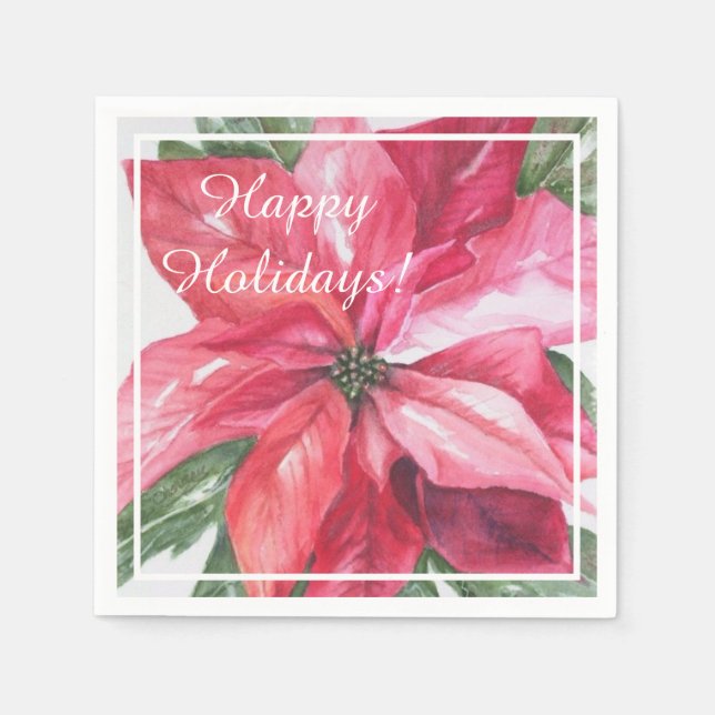 Serviette En Papier Noël Red Poinsettia (Devant)