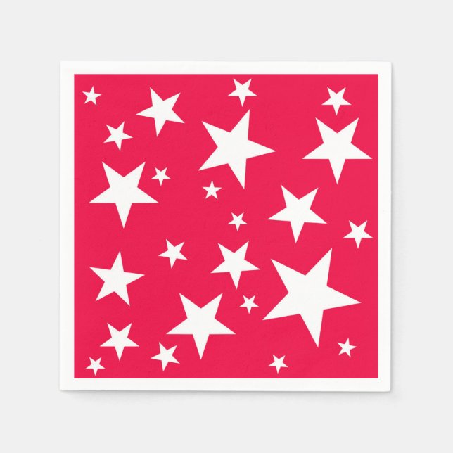 Serviette En Papier Noël Red White Stars Élégant Modèle (Devant)