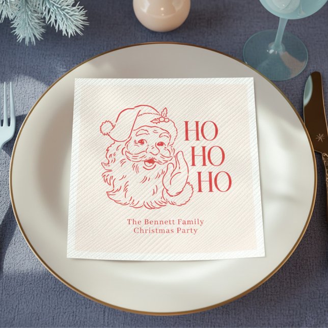 Serviette En Papier Noël Retro Père Noël "Ho Ho Ho Ho" (Créateur téléchargé)