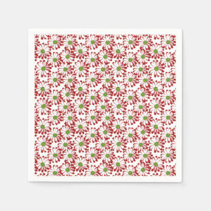 Serviette En Papier Noël Rouge et vert marguerite motif floral