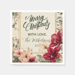Serviette En Papier Noël Russe Rouge Amaryllis